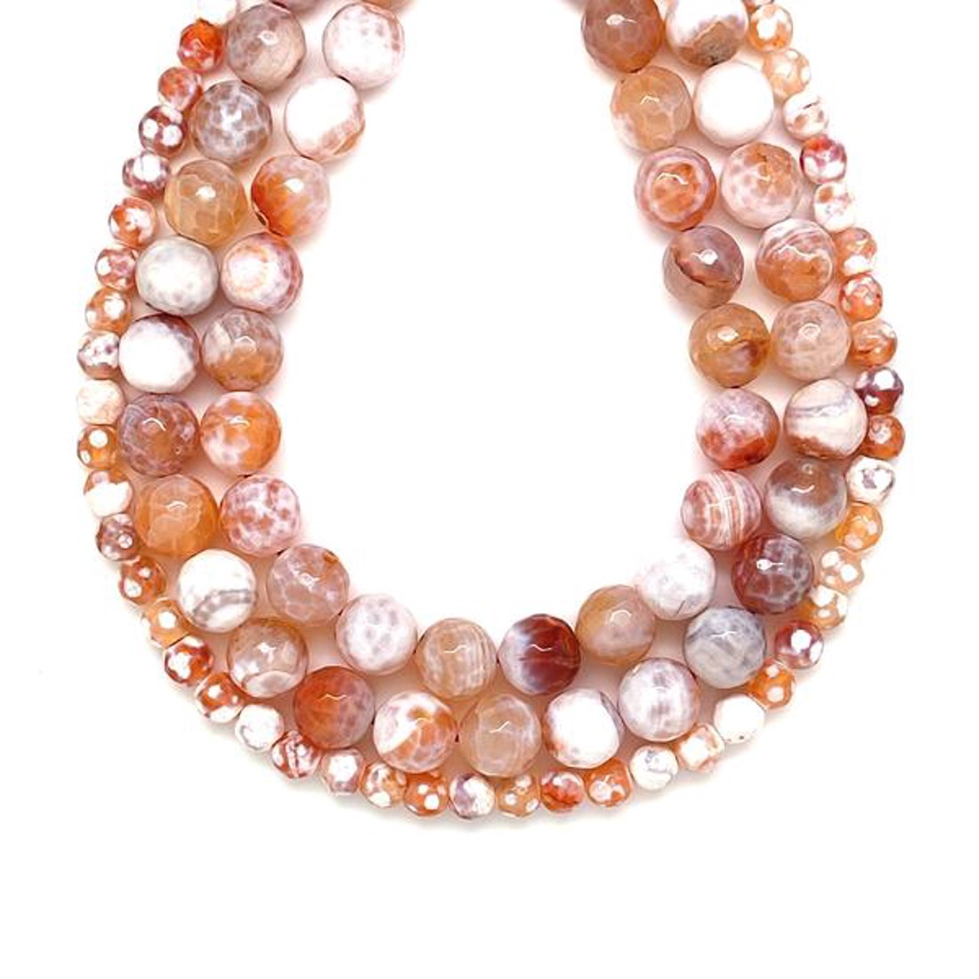 Achát tűz faz szin vil nar fehér golyó 10-11mm ékszerkészítő alapanyag (füzér) - kellékek & szerszámok - ásvány alapanyag - ásványfüzér - Meska.hu