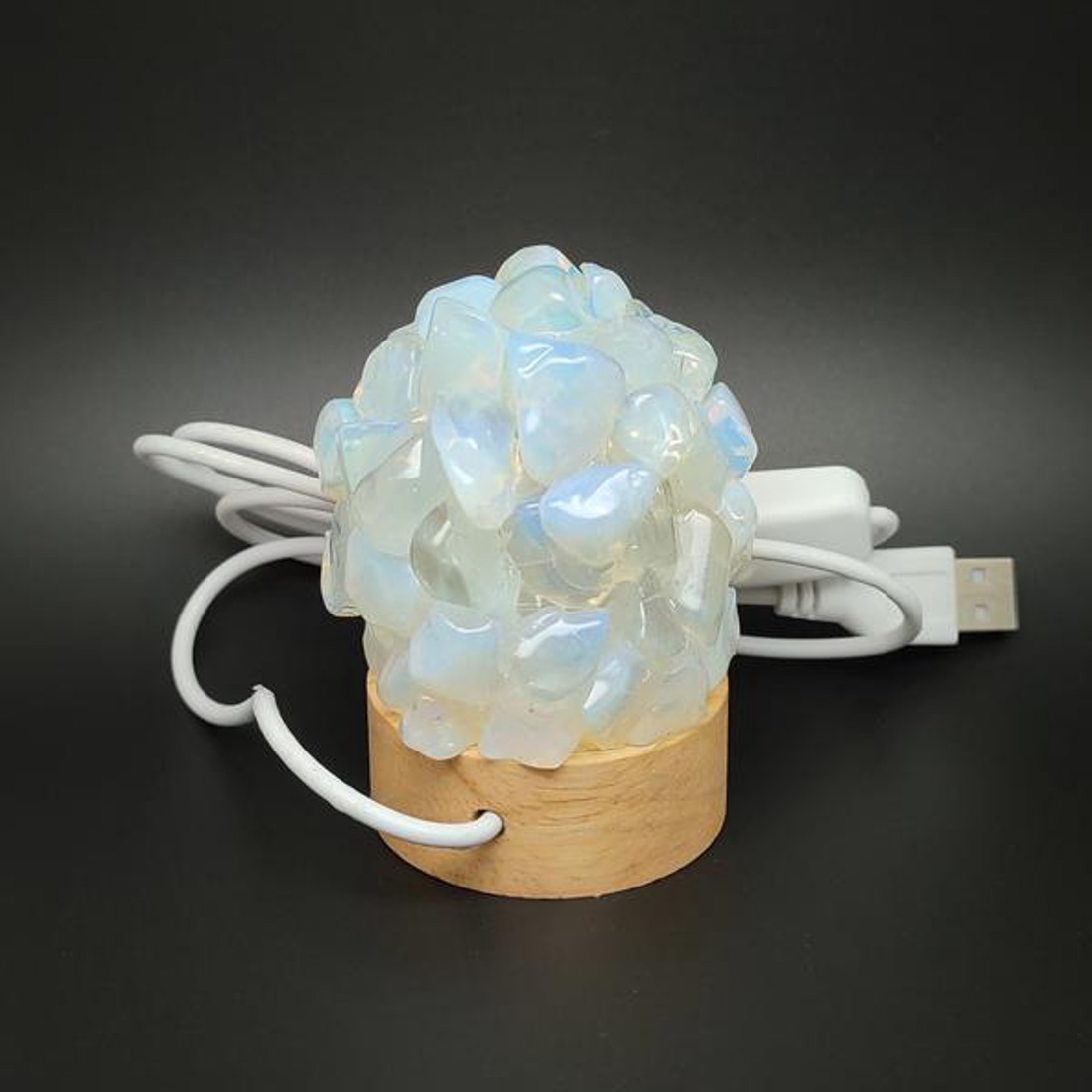 Lámpa ásvány ragasztott dobcsiszolat USB Opalit - kellékek & szerszámok - ásvány alapanyag - ásvány lámpa - Meska.hu