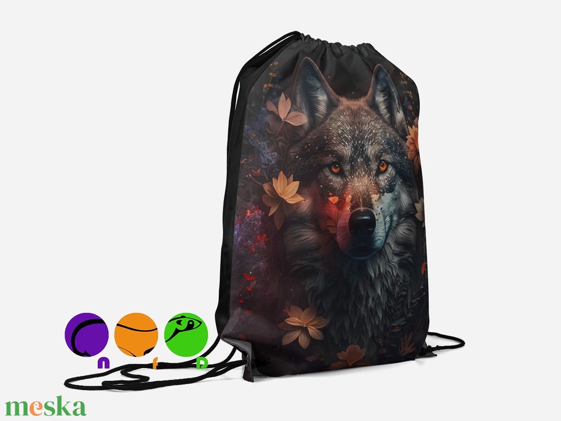 Egyedi készîtésű farkas mintás vízhatlan Gym bag ,tornazsák! - táska & tok - hátizsák - tornazsák, gymbag - Meska.hu