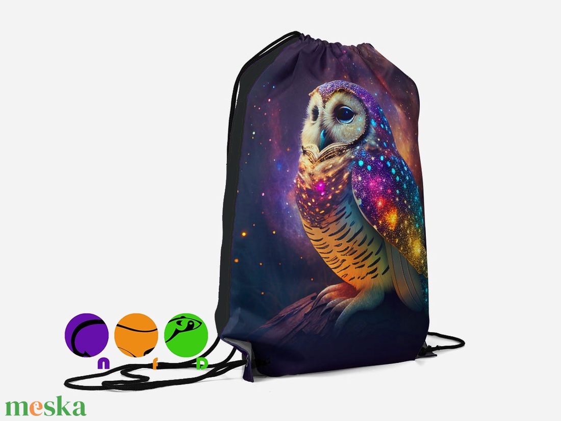 Egyedi készîtésű bagoly mintás vízhatlan Gym bag ,tornazsák! - táska & tok - hátizsák - tornazsák, gymbag - Meska.hu