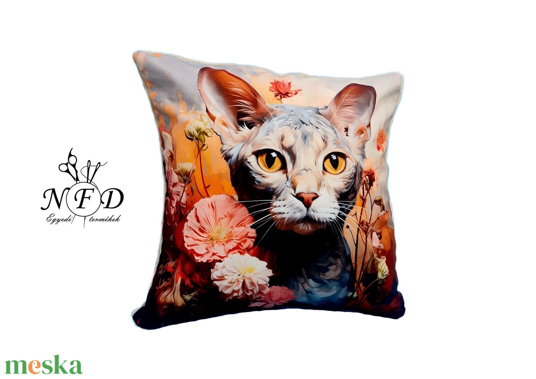 Gyönyörű egyedi dekorpárna Devon Macska mintával!(csak huzat!) - otthon & életmód - lakástextil - párna & párnahuzat - díszpárna (belsővel együtt) - Meska.hu