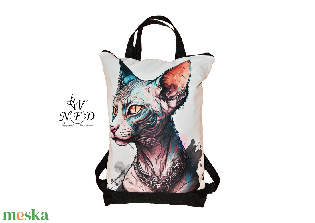 Egyedi kész�tésű három az egyben Szfinx válltáska-hátizsák vizhatlan anyagból. - táska & tok - variálható táska - Meska.hu