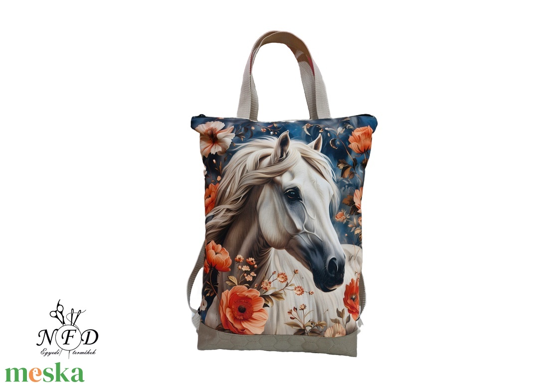 Egyedi kész�tésű három az egyben Ló mintás válltáska-hátizsák vízhatlan anyagból. - táska & tok - variálható táska - Meska.hu