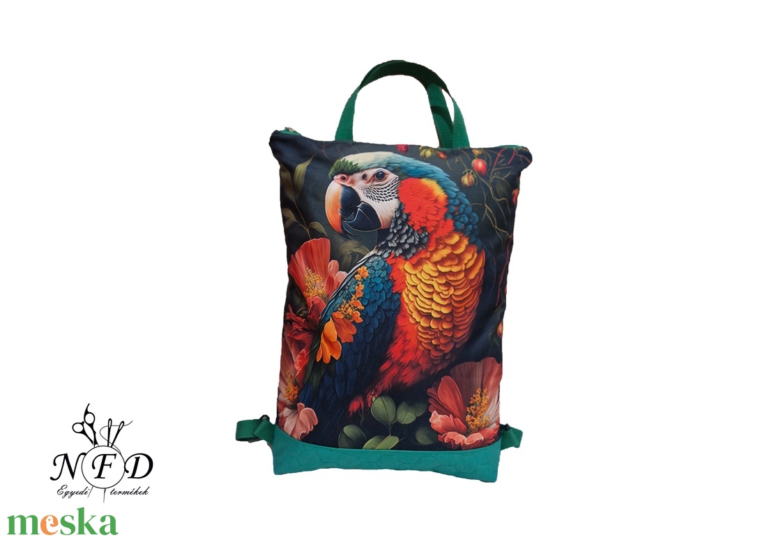 Egyedi kész�tésű három az egyben papagáj mintás válltáska-hátizsák vízhatlan anyagból. - táska & tok - variálható táska - Meska.hu