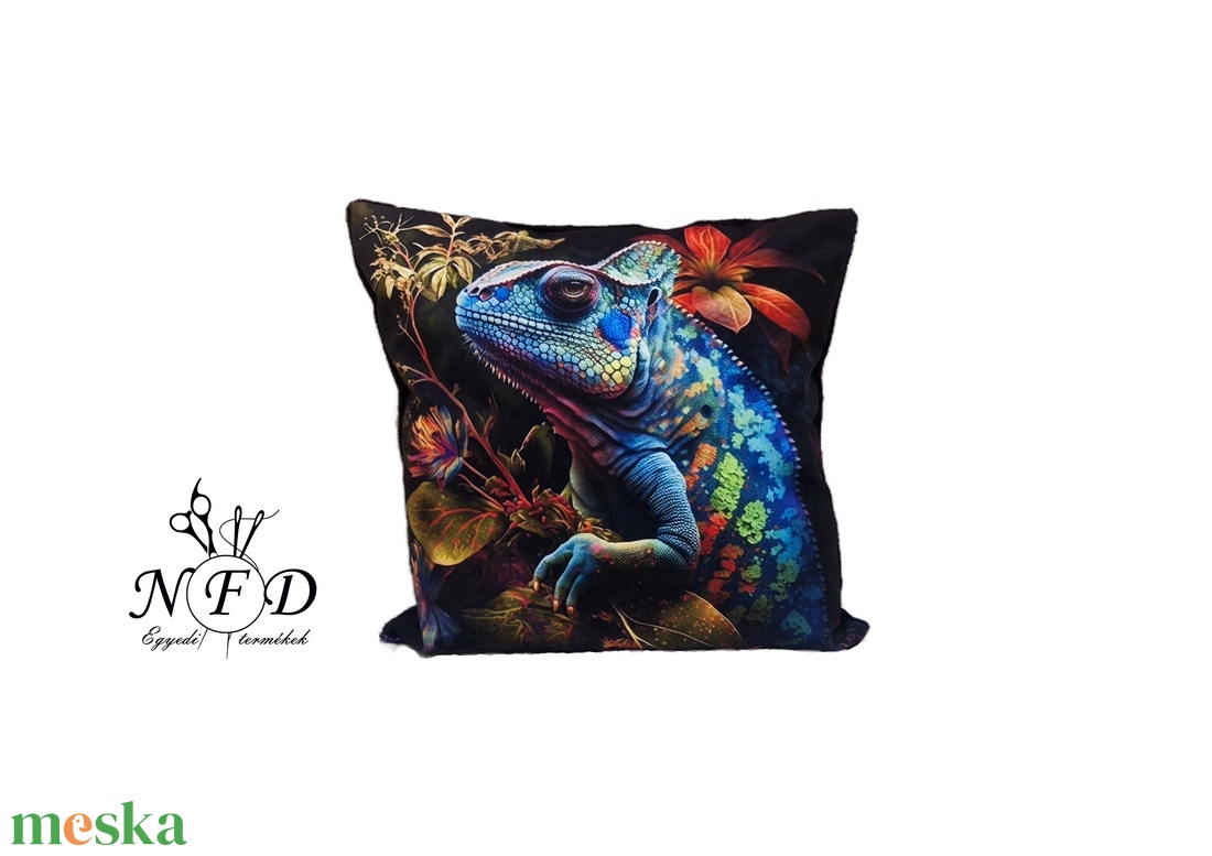 Gyönyörű egyedi dekorpárna kaméleon mintával!(csak huzat!) - otthon & életmód - lakástextil - párna & párnahuzat - díszpárna (belsővel együtt) - Meska.hu