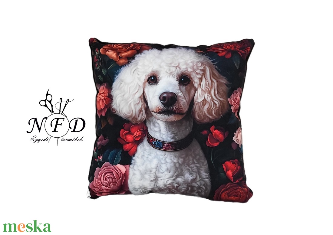 Gyönyörű egyedi dekorpárna uszkár mintával!(csak huzat!) - otthon & életmód - lakástextil - párna & párnahuzat - díszpárna (belsővel együtt) - Meska.hu