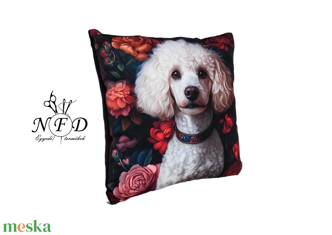 Gyönyörű egyedi dekorpárna uszkár mintával!(csak huzat!) - otthon & életmód - lakástextil - párna & párnahuzat - díszpárna (belsővel együtt) - Meska.hu