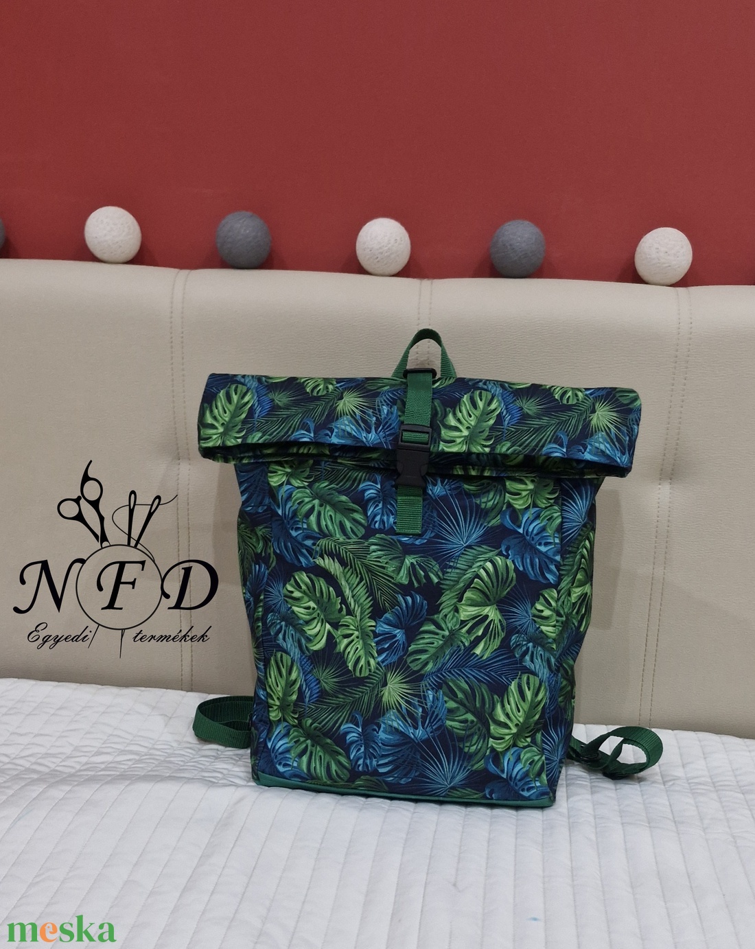 Repülős roll top hátizsák dzsungel mintával!l  - táska & tok - hátizsák - roll top hátizsák - Meska.hu