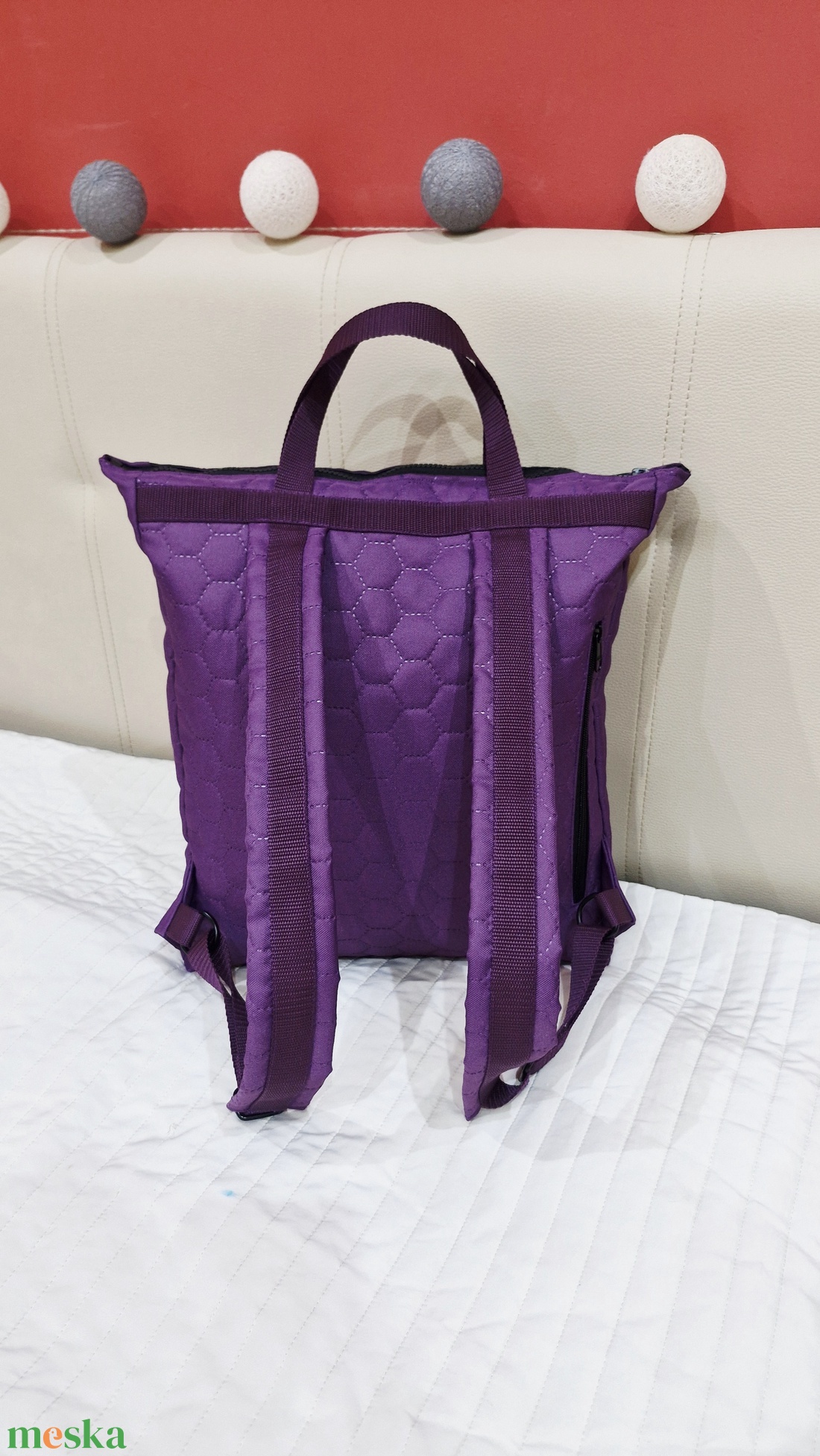 Hátizsák-kézitáska mandala lila mintával!l  - táska & tok - hátizsák - roll top hátizsák - Meska.hu