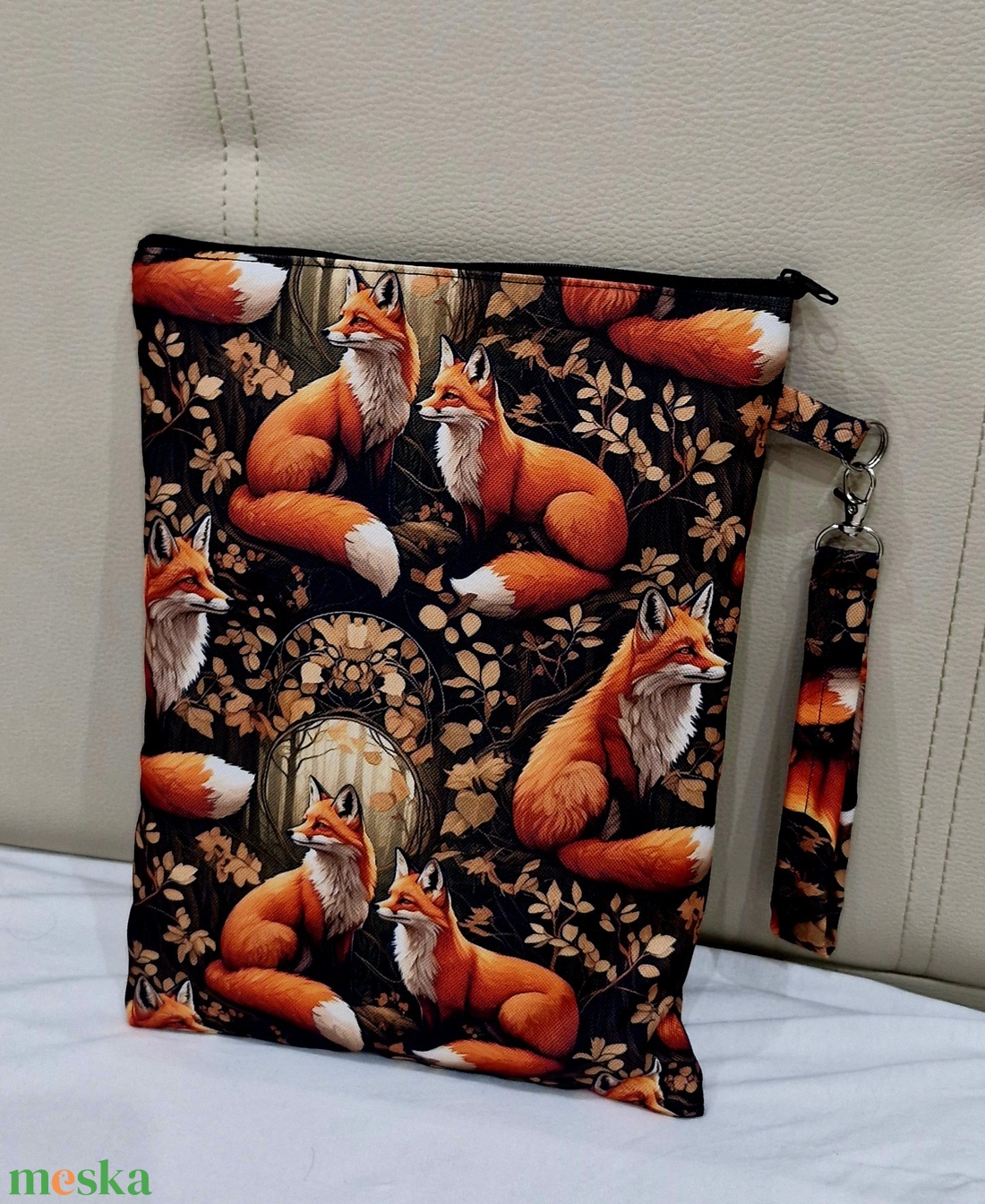 Róka mintás könyv/laptop tok tartó - táska & tok - hátizsák - roll top hátizsák - Meska.hu