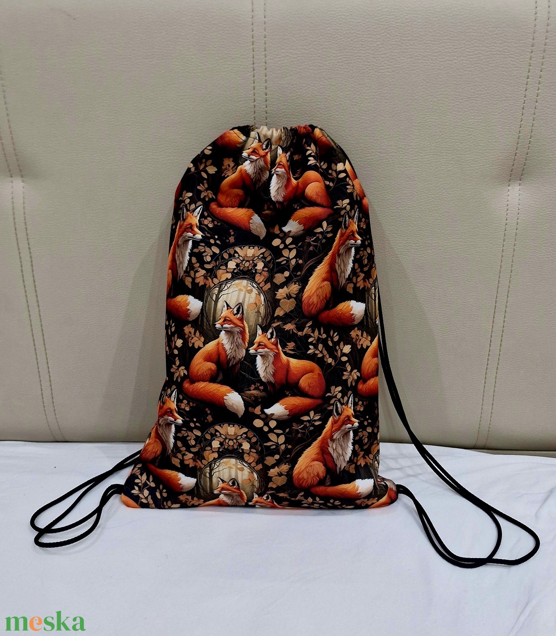 Róka mintás GYM bag, tornazsák vízhatlan anyagból! - táska & tok - hátizsák - tornazsák, gymbag - Meska.hu