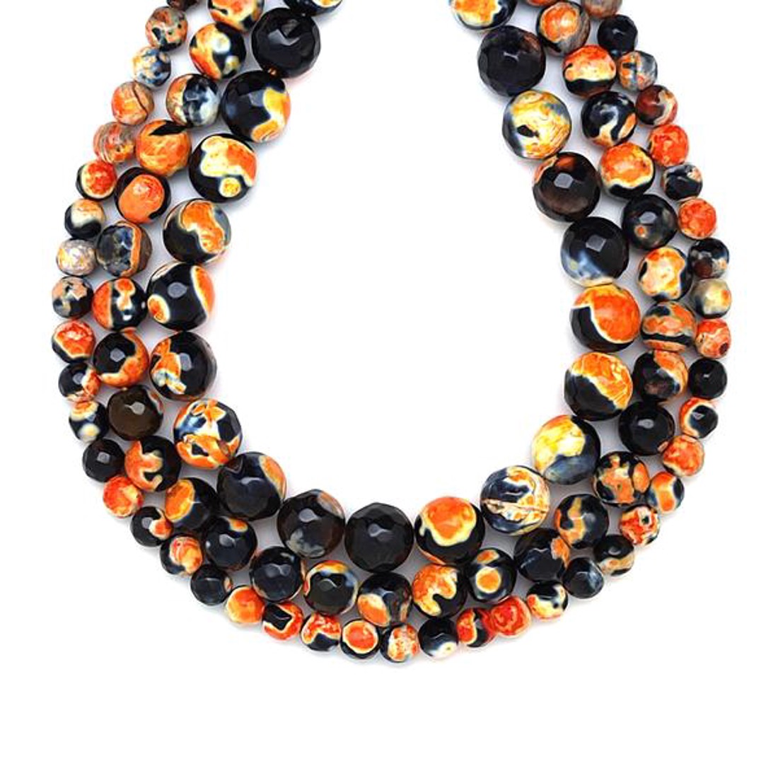 Achát tűz fazettált szin fekete narancs golyó 6mm  ékszerkészítő alapanyag (füzér) - kellékek & szerszámok - ásvány alapanyag - ásványfüzér - Meska.hu