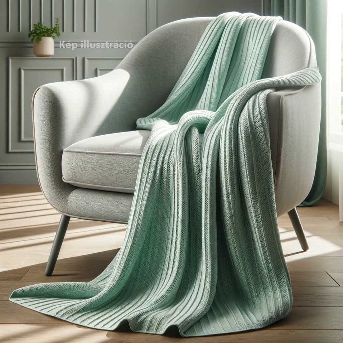 Bordázott Meleg Fleece Takaró menta - otthon & életmód - lakástextil - ágytakaró - Meska.hu