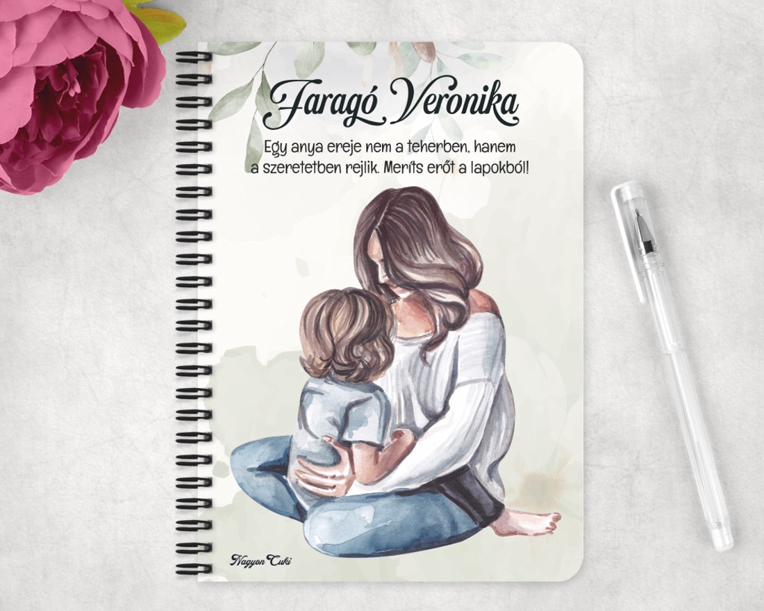 Személyre szabható - Anya és Fia mintás A6-os füzet - otthon & életmód - papír, írószer - jegyzetfüzet & napló - Meska.hu