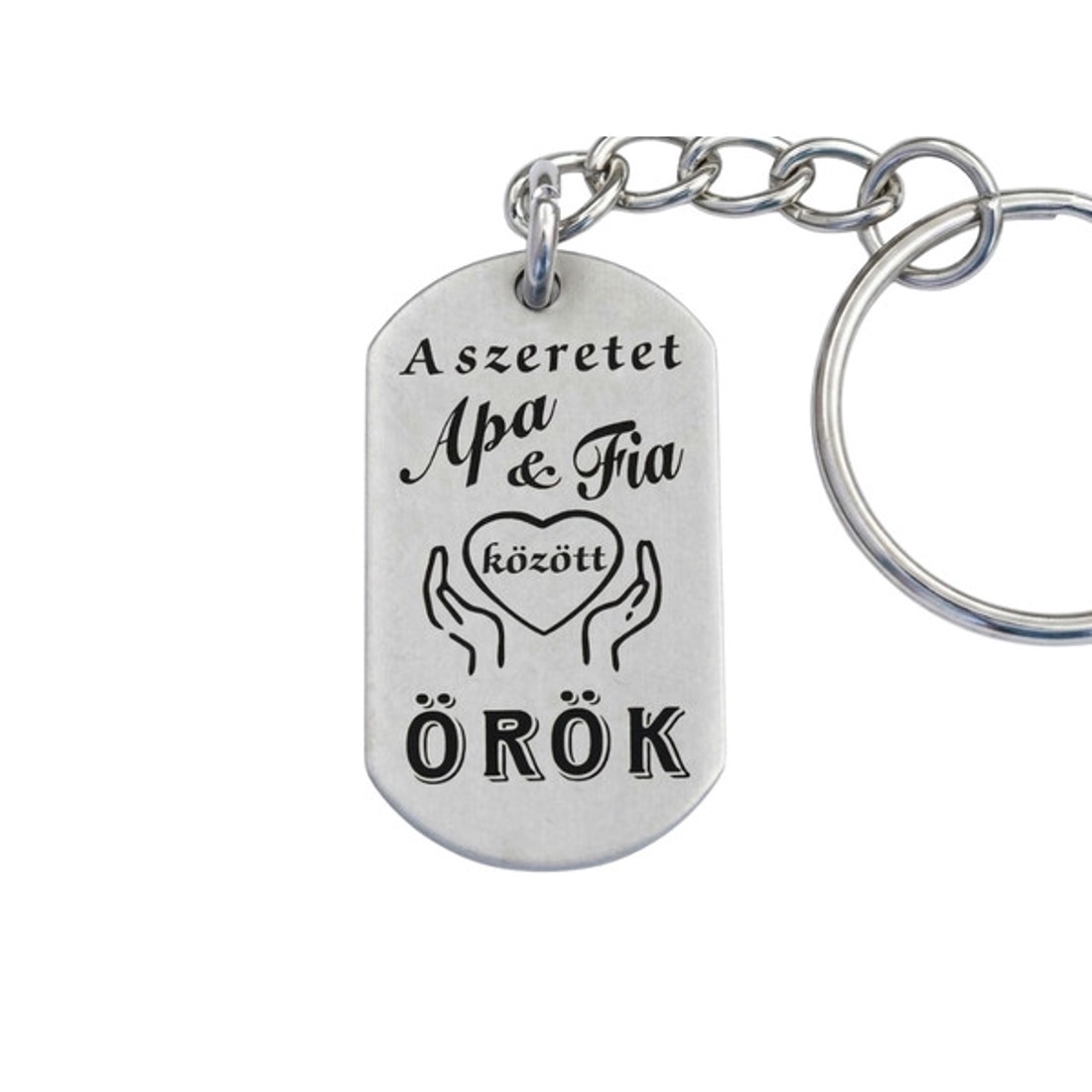 Szeretet apa és fia közt acél medálos kulcstartó - táska & tok - kulcstartó & táskadísz - kulcstartó - Meska.hu