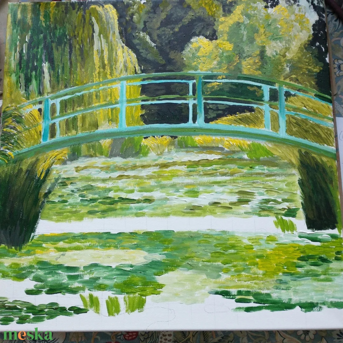 Japán híd (Monet után) - művészet - festmény - akril - Meska.hu Japán híd (Monet után) - művészet - festmény - akril - Meska.hu