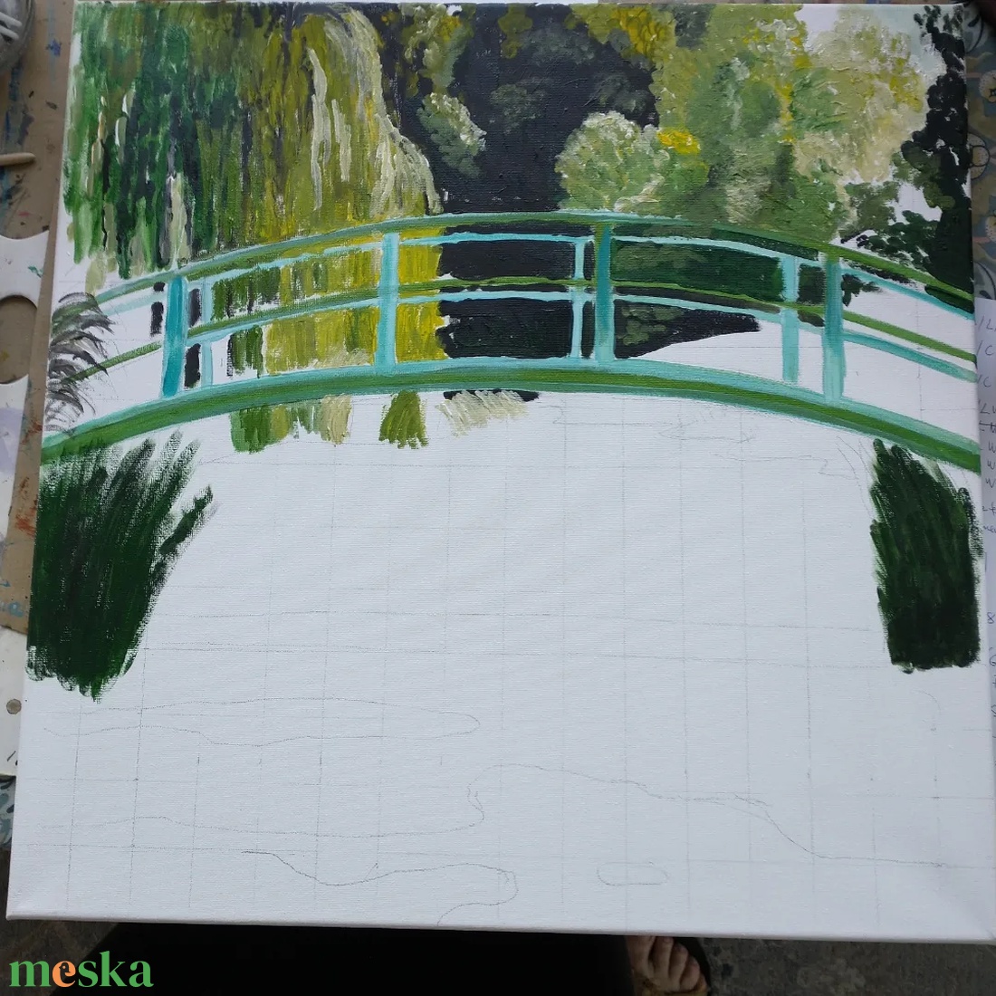 Japán híd (Monet után) - művészet - festmény - akril - Meska.hu Japán híd (Monet után) - művészet - festmény - akril - Meska.hu