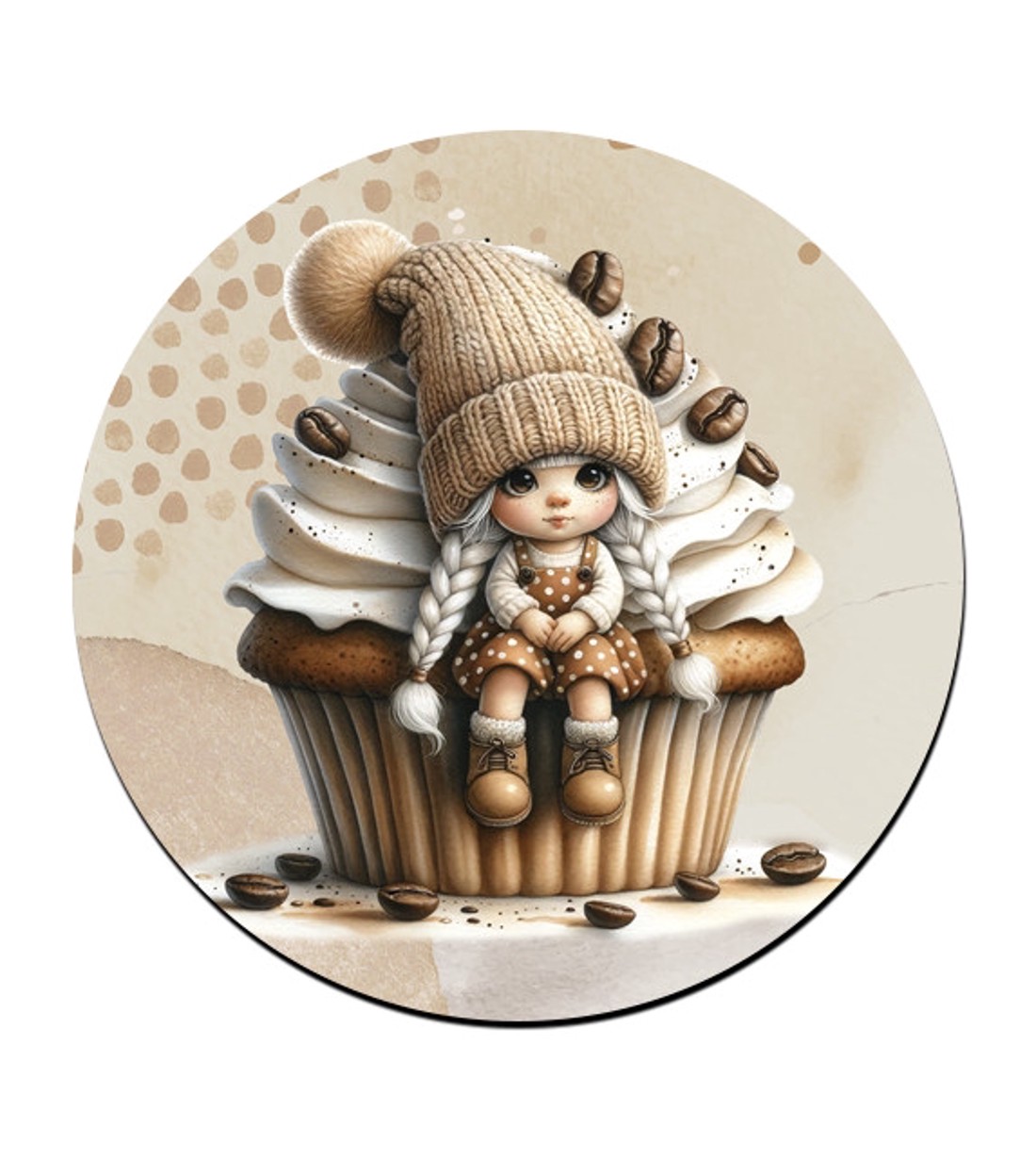 Muffin kávés manó lány mintás bögre alátét - otthon & életmód - konyhafelszerelés, tálalás - tálalás - tányér- és poháralátét - Meska.hu