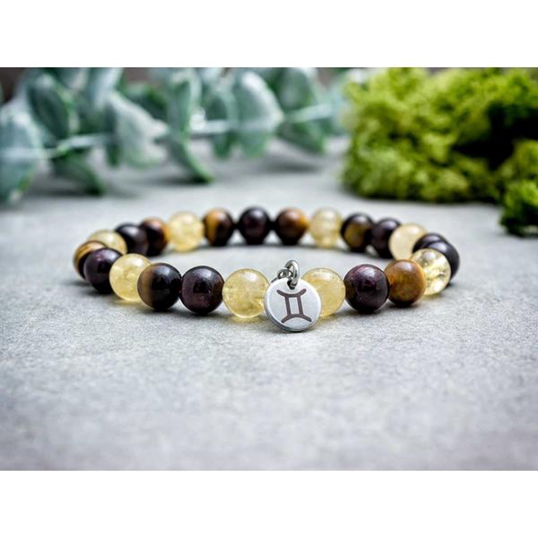 Ikrek csillagjegy medálos ásvány karkötő - ékszer - karkötő - ásványkarkötő - Meska.hu