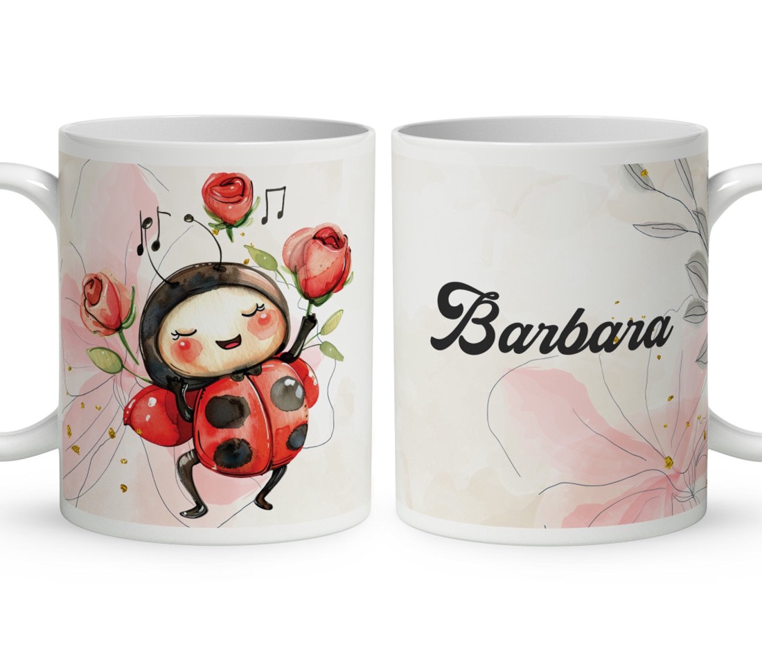 Névvel kérhető - Cuki táncoló katica mintás bögre - otthon & életmód - konyhafelszerelés, tálalás - tálalás - bögre & csésze - Meska.hu