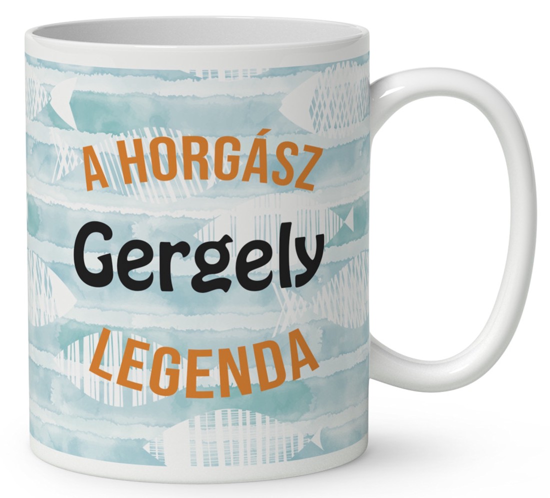 Névvel kérhető - Gombás horgász manó mintás bögre - otthon & életmód - konyhafelszerelés, tálalás - tálalás - bögre & csésze - Meska.hu