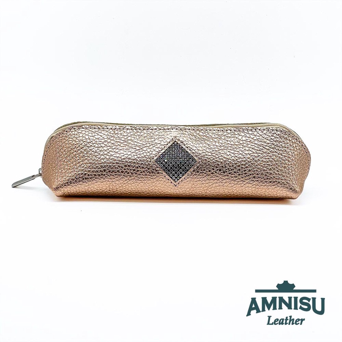 Rosegold rombusz swarovski köves bőr neszeszer / tolltartó K2014 - táska & tok - neszesszer - Meska.hu