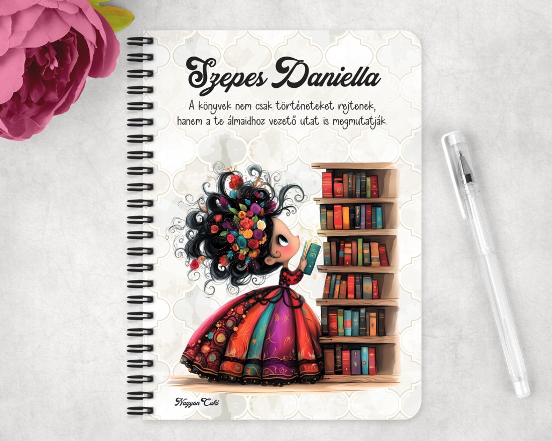 Személyre szabható - Cuki könyv hercegnő mintás A6-os füzet - otthon & életmód - papír, írószer - jegyzetfüzet & napló - Meska.hu