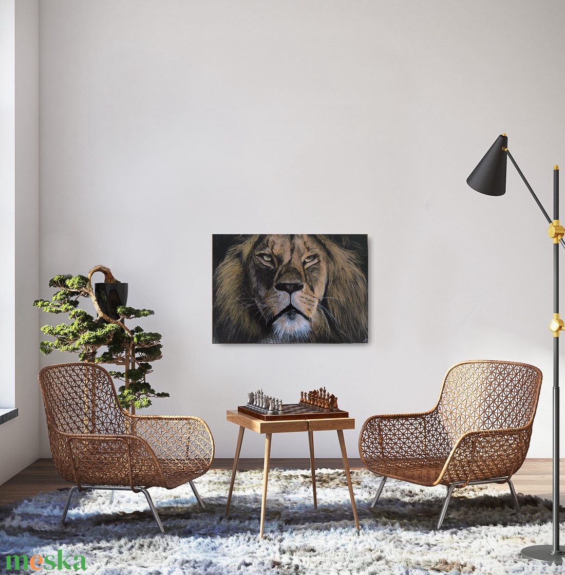 Oroszlán festmény - művészet - festmény - akril - Meska.hu
