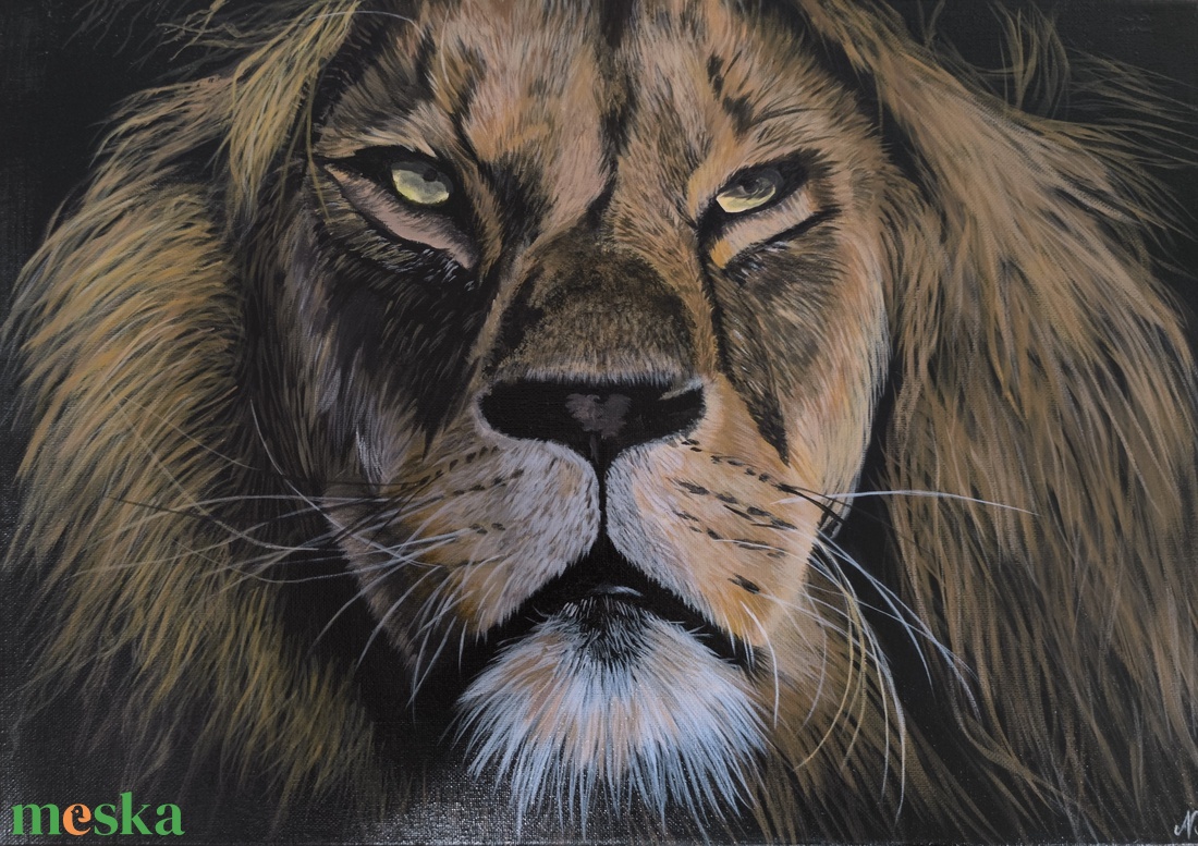 Oroszlán festmény - művészet - festmény - akril - Meska.hu