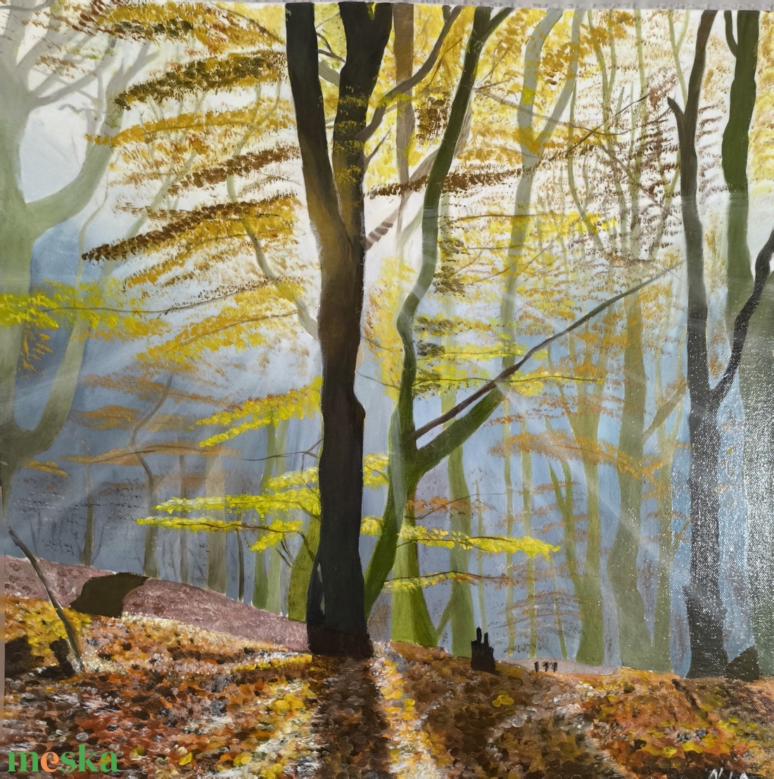 Őszi sugarak tájkép festmény - művészet - festmény - olajfestmény - Meska.hu