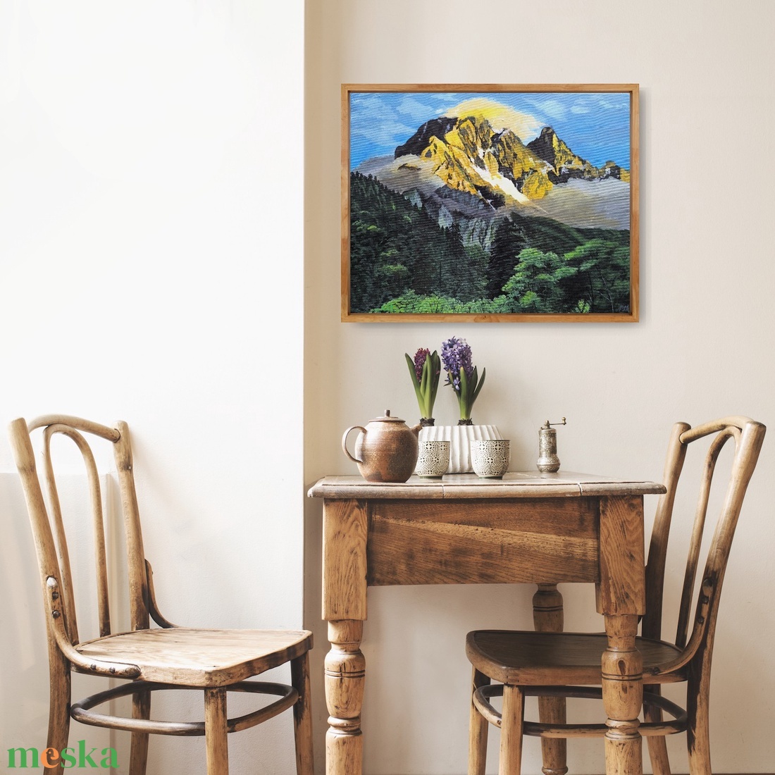 Hegyek tájkép festmény - művészet - festmény - festmény vegyes technika - Meska.hu