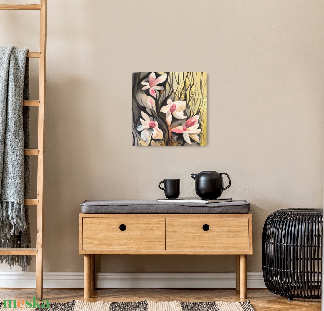 Magnólia virágos festmény - művészet - festmény - olajfestmény - Meska.hu