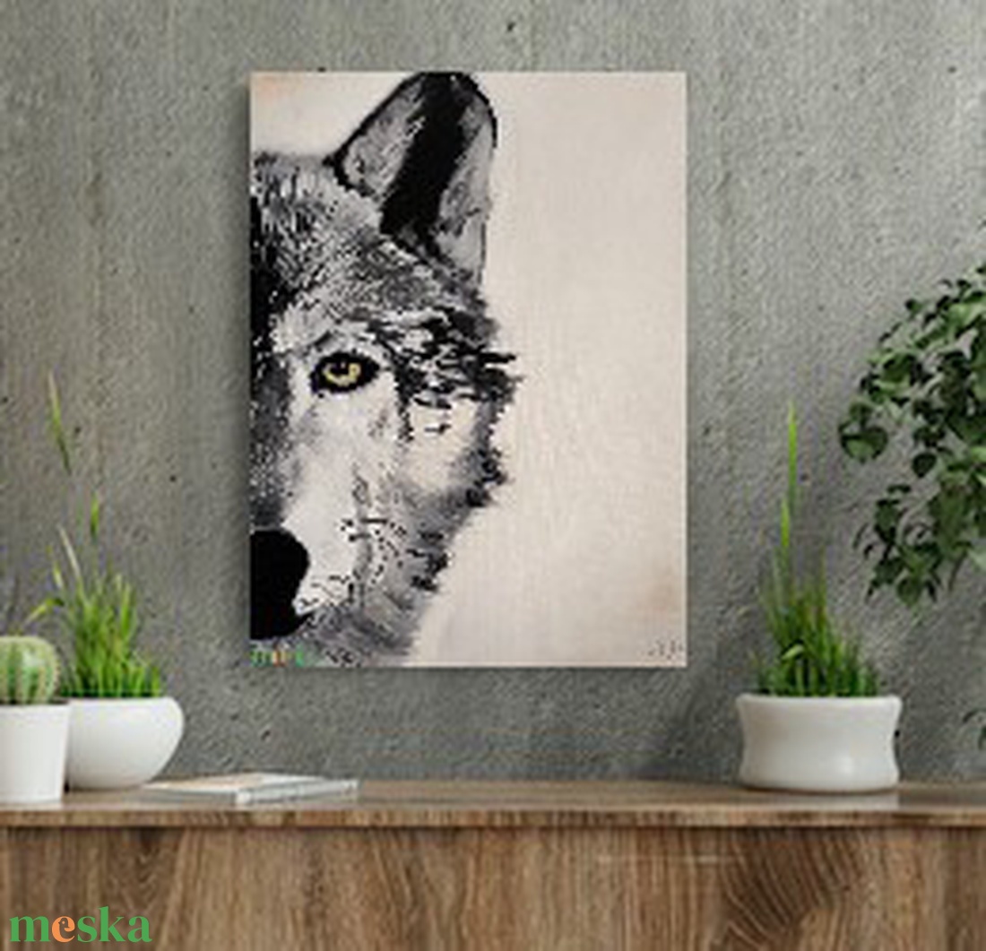Szürkefarkas festmény - művészet - festmény - olajfestmény - Meska.hu