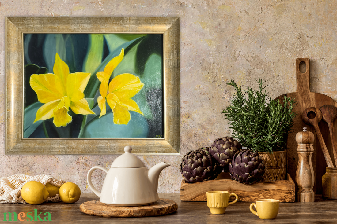 Nárcisz festmény - művészet - festmény - olajfestmény - Meska.hu