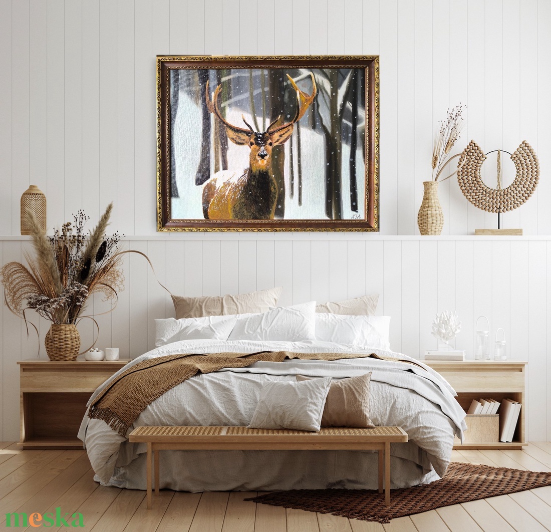 Téli Szarvas festmény - művészet - festmény - festmény vegyes technika - Meska.hu