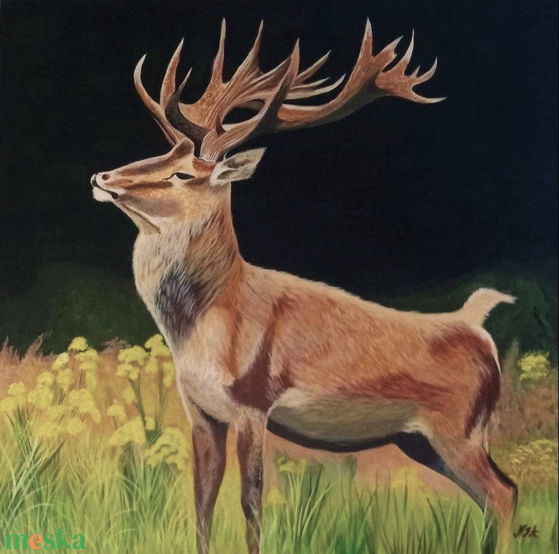Szarvas festmény - művészet - festmény - festmény vegyes technika - Meska.hu