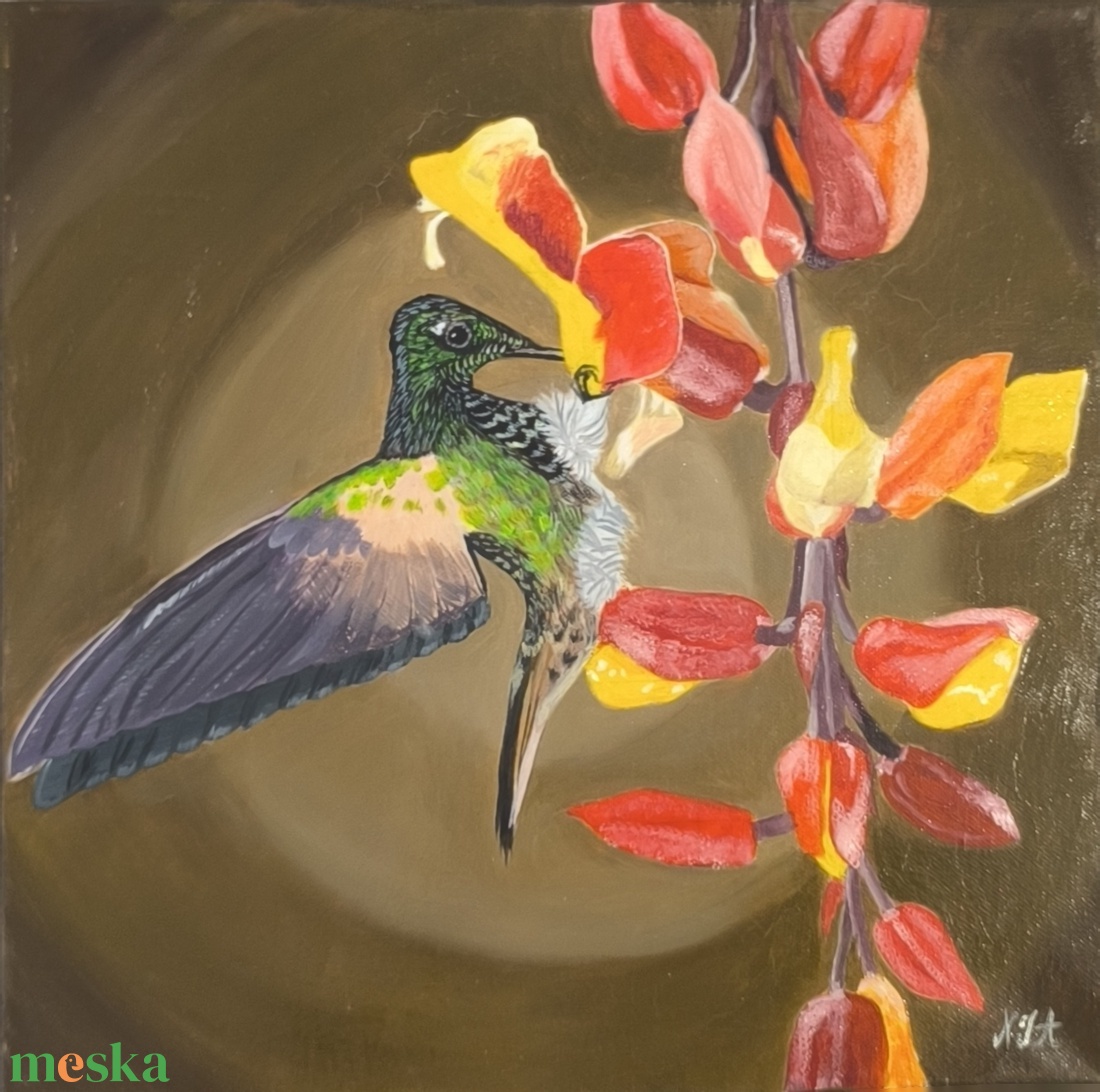 Kolibri festmény - művészet - festmény - festmény vegyes technika - Meska.hu