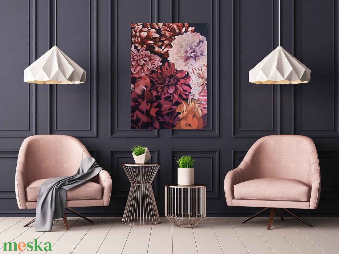 Őszi Dáliák � Egyedi, kézzel festett művészi olajfestmény - művészet - festmény - olajfestmény - Meska.hu