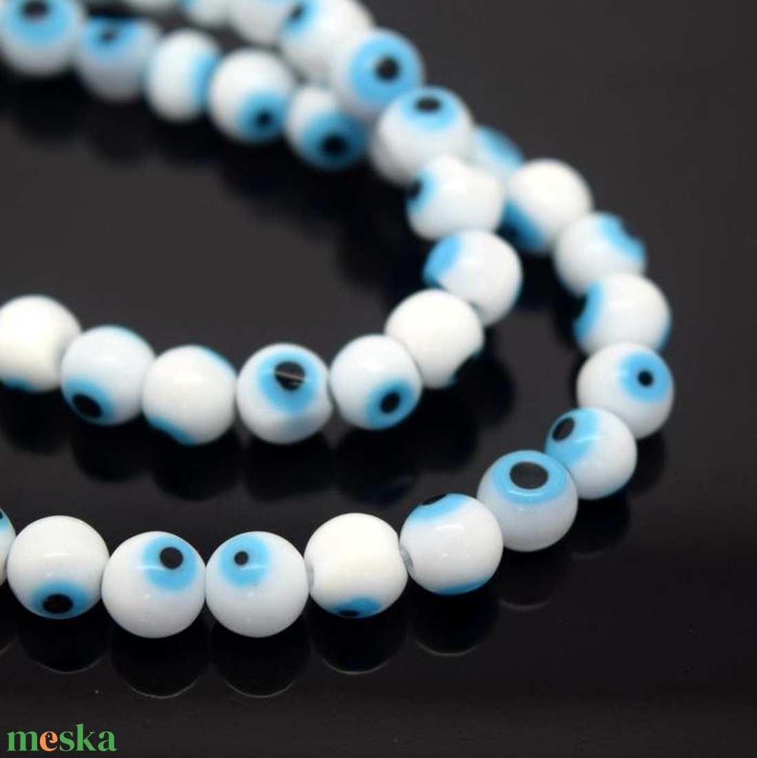 Üveggyöngy evil eye fehér 10mm #1340 - gyöngy, ékszerkellék - üveggyöngy - Meska.hu Üveggyöngy evil eye fehér 10mm #1340 - gyöngy, ékszerkellék - üveggyöngy - Meska.hu