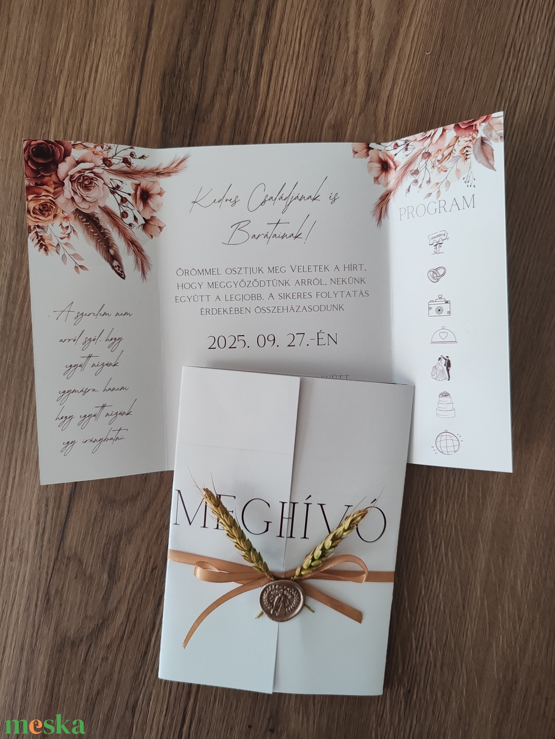 Meghívó kihajtós - esküvő - emlék & ajándék - nászajándék - nászajándék gyűjtők - Meska.hu