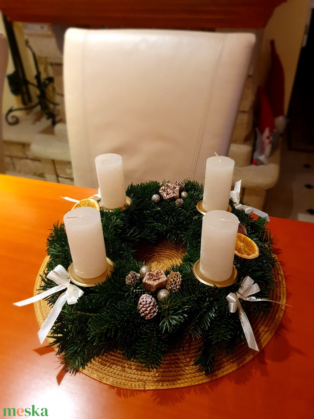 Élő fenyős adventi koszorú - karácsony - adventi díszek - adventi koszorú - Meska.hu