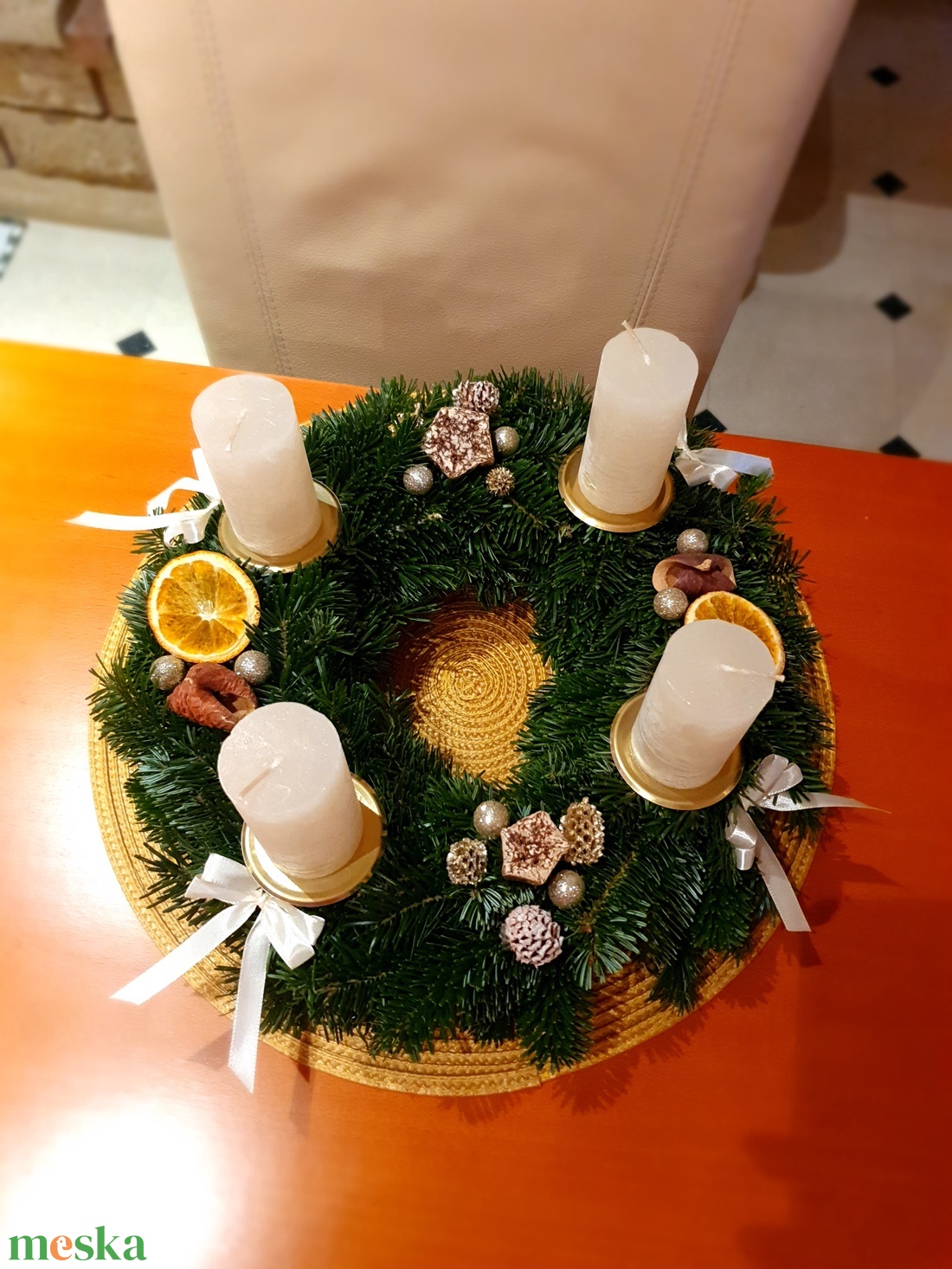 Élő fenyős adventi koszorú - karácsony - adventi díszek - adventi koszorú - Meska.hu