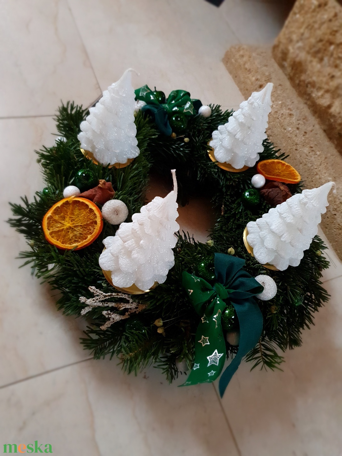 Akciós élő fenyős adventi koszorú - karácsony - adventi díszek - adventi koszorú - Meska.hu