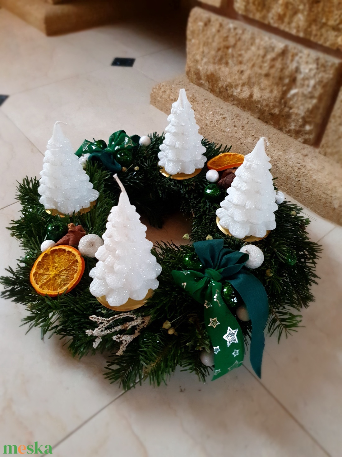 Akciós élő fenyős adventi koszorú - karácsony - adventi díszek - adventi koszorú - Meska.hu