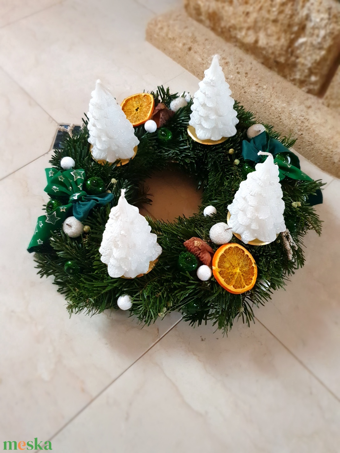 Akciós élő fenyős adventi koszorú - karácsony - adventi díszek - adventi koszorú - Meska.hu