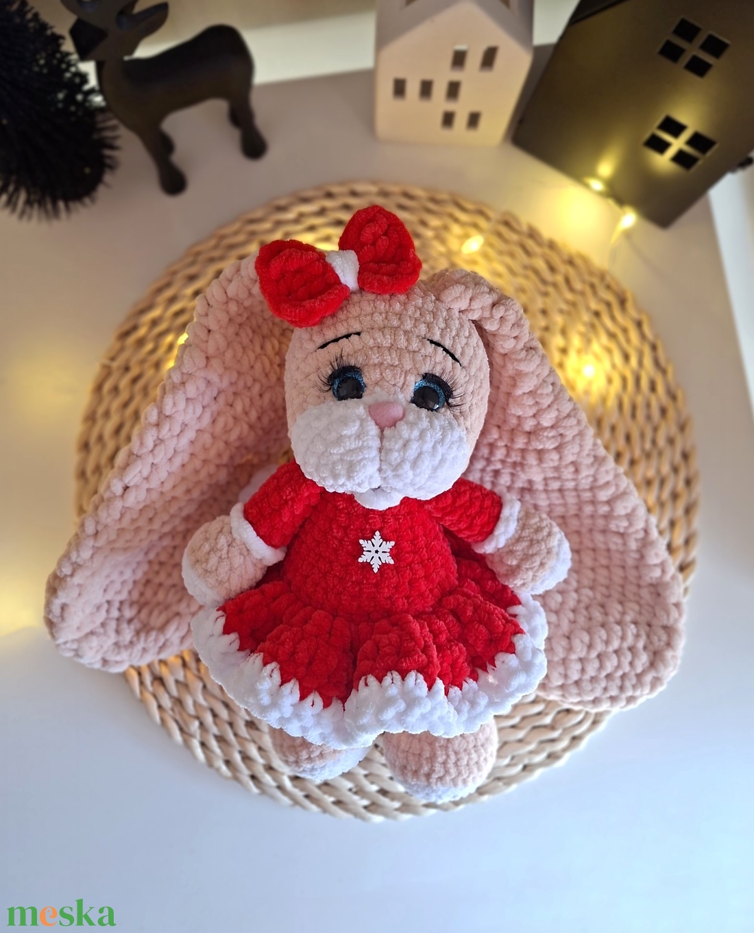 Horgolt nagyfülű nyuszi ünnepi ruhában - játék & sport - plüssállat & játékfigura - nyuszi - Meska.hu