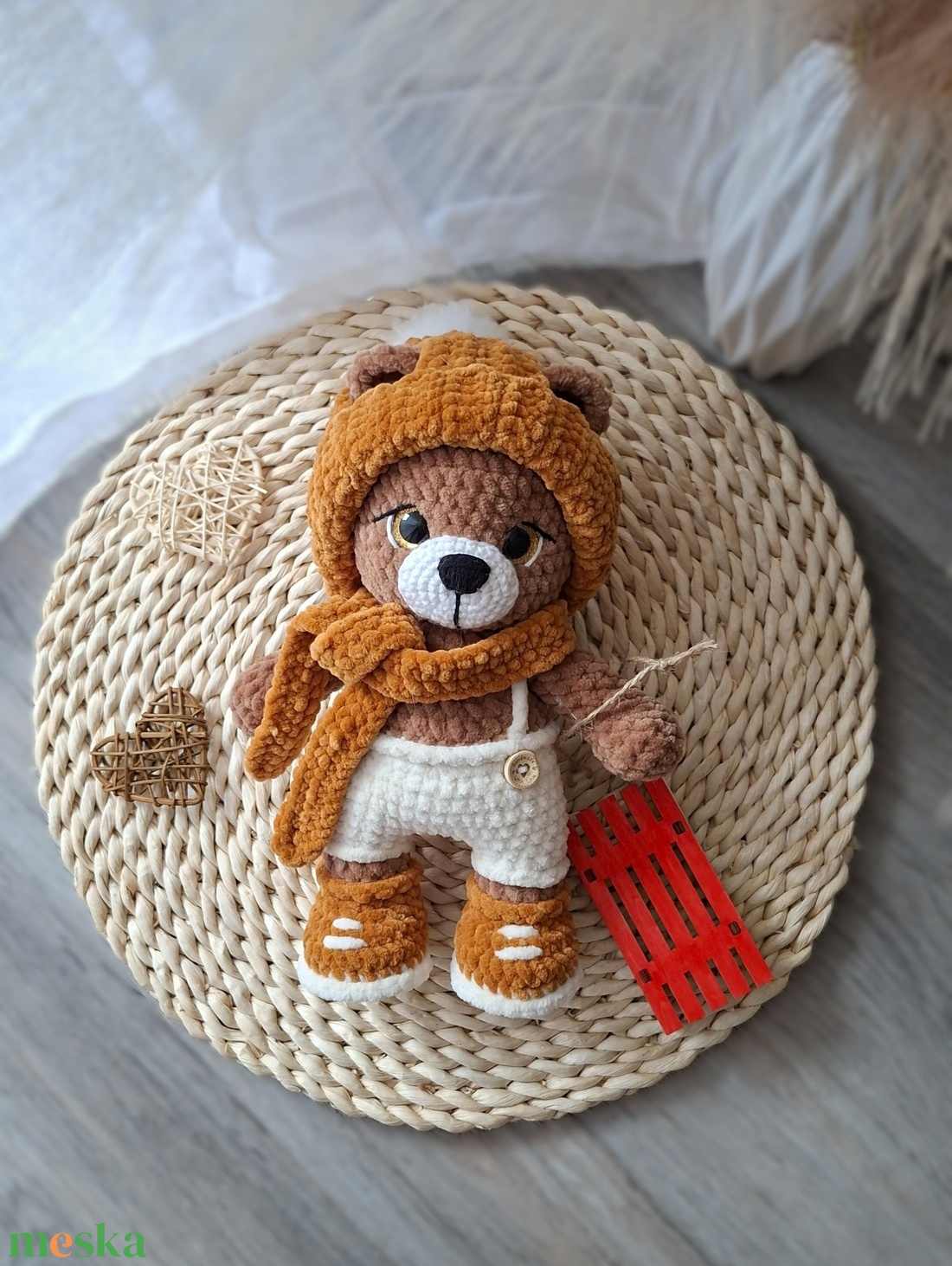 Horgolt maci - őszi szettben - játék & sport - plüssállat & játékfigura - maci - Meska.hu