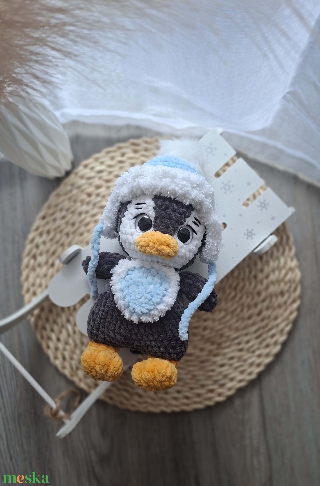 Horgolt pingvin- téli szettben - játék & sport - plüssállat & játékfigura - más figura - Meska.hu