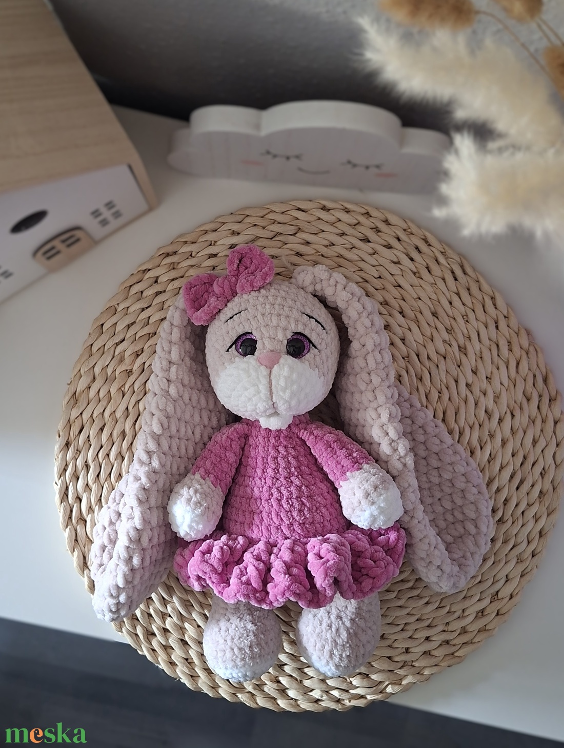 Horgolt nyuszilány � hosszú fülekkel, pezsgő-ciklámen színben - játék & sport - plüssállat & játékfigura - nyuszi - Meska.hu
