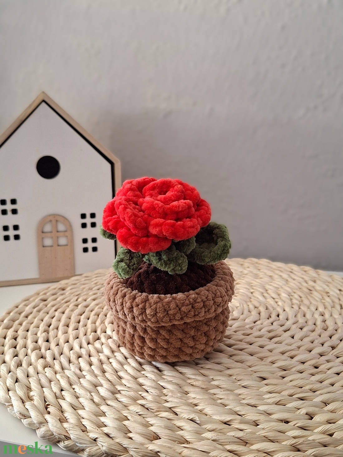 Örök mini rózsa kaspóban � kézzel horgolt ajándék, választható színben és felirattal - játék & sport - plüssállat & játékfigura - más figura - Meska.hu